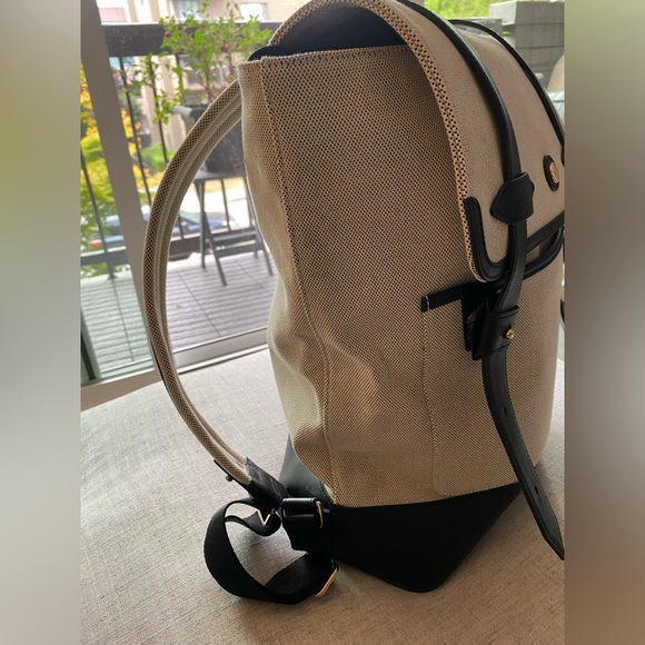 Paravel Upland leather-trimmed canvas Backpack in Domino Black - Picture 2 of 12